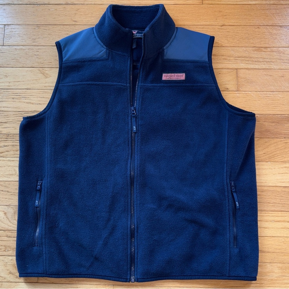 Vineyard Vines Navy Fleece Full Zip Preppy Vest Boys Size XL 18
